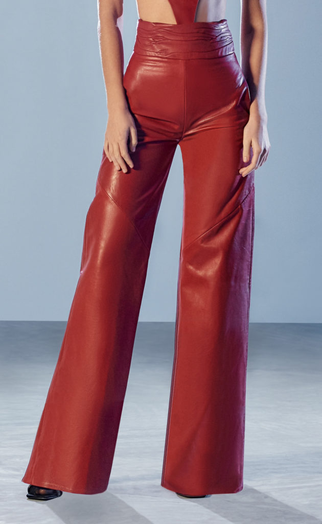 red leather tux pants